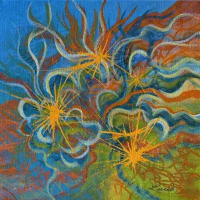 Amibe étoilée, Acrylique sur toile de Lucie Rochon (Lucro)