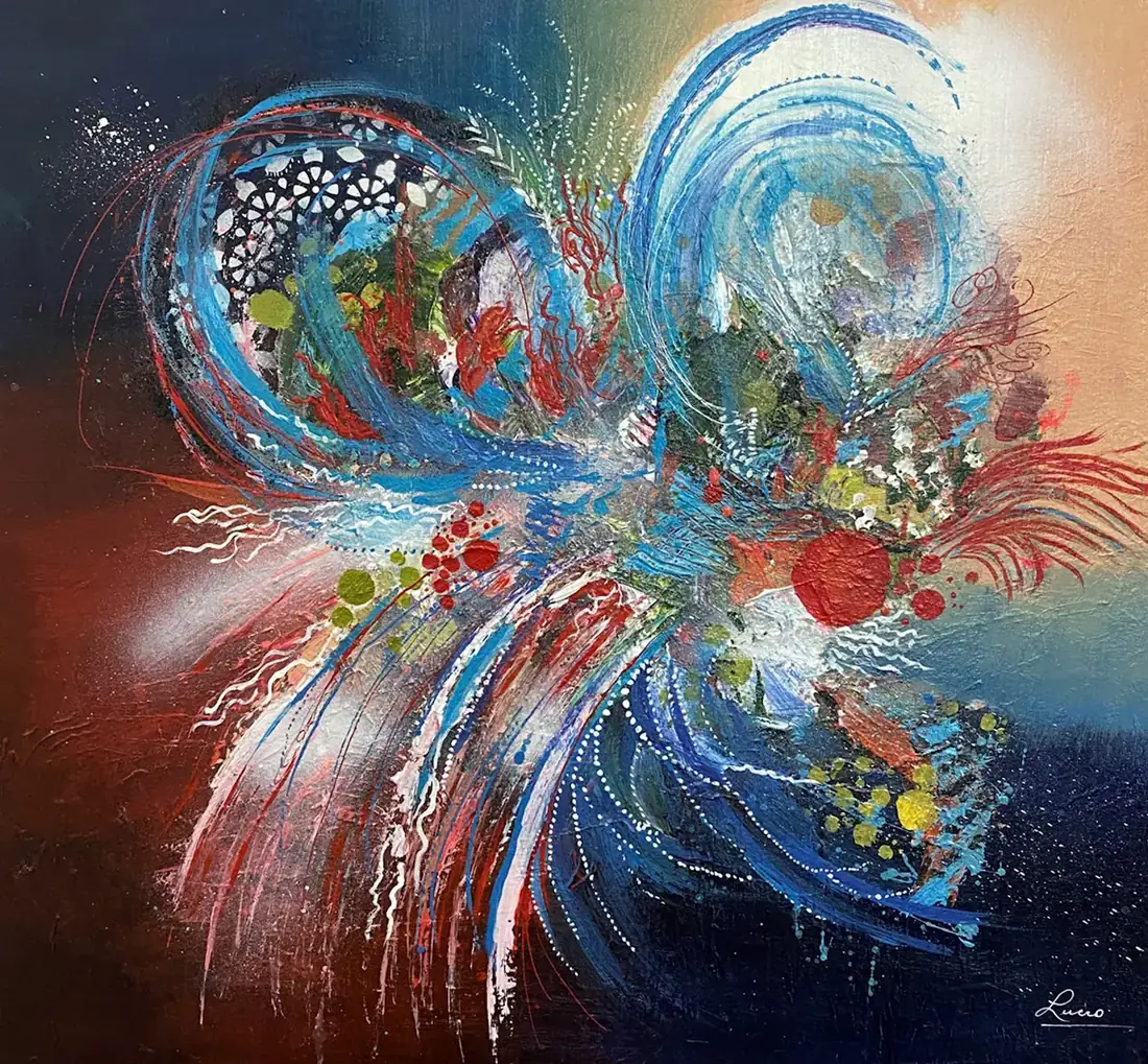 Ballons, Acrylique sur toile de Lucie Rochon (Lucro)