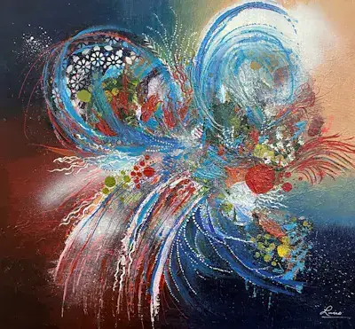Ballons, Acrylique sur toile de Lucie Rochon (Lucro)