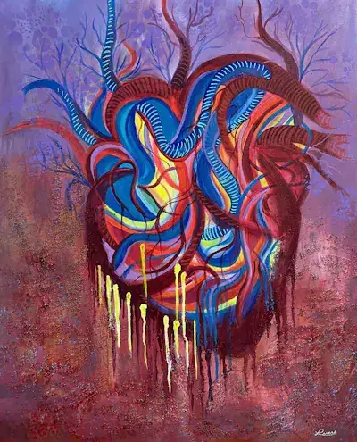 Coeur brisé, Acrylique sur toile de Lucie Rochon (Lucro)