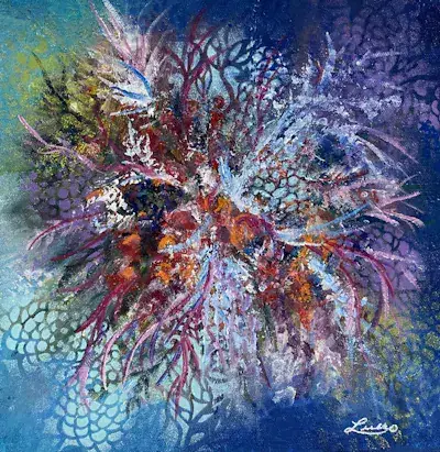 Corail en liberté, Acrylique sur toile de Lucie Rochon (Lucro)