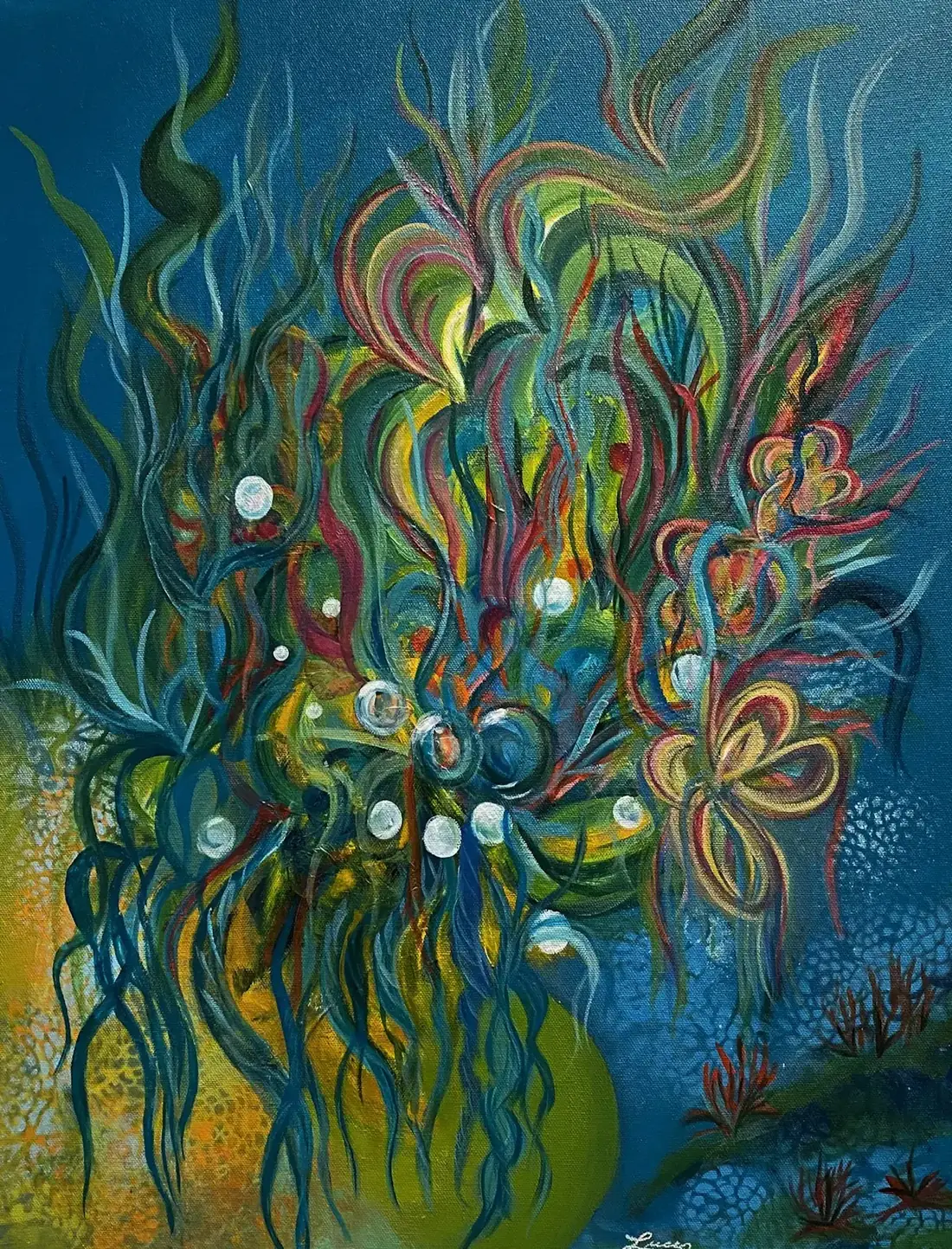 Création abyssale, Acrylique sur toile de Lucie Rochon (Lucro)