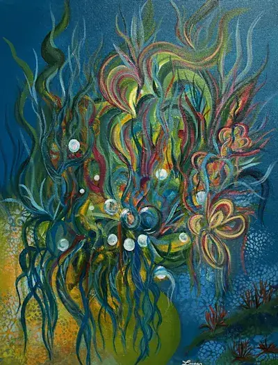 Création abyssale, Acrylique sur toile de Lucie Rochon (Lucro)