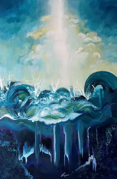 De la lumière vers les abysses, Mixte sur toile de Lucie Rochon (Lucro)
