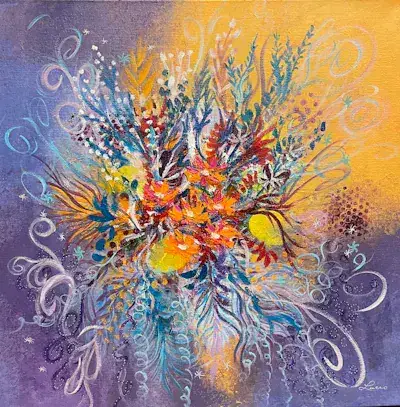 Éclosion printanière, Acrylique sur toile de Lucie Rochon (Lucro)