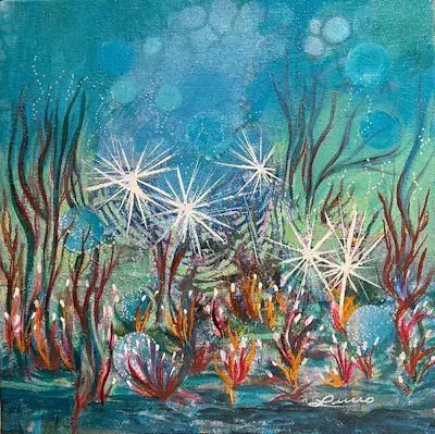 Étincelles abyssales, Acrylique sur toile de Lucie Rochon (Lucro)