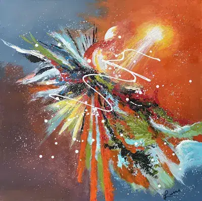 Explosion, Acrylique sur toile de Lucie Rochon (Lucro)