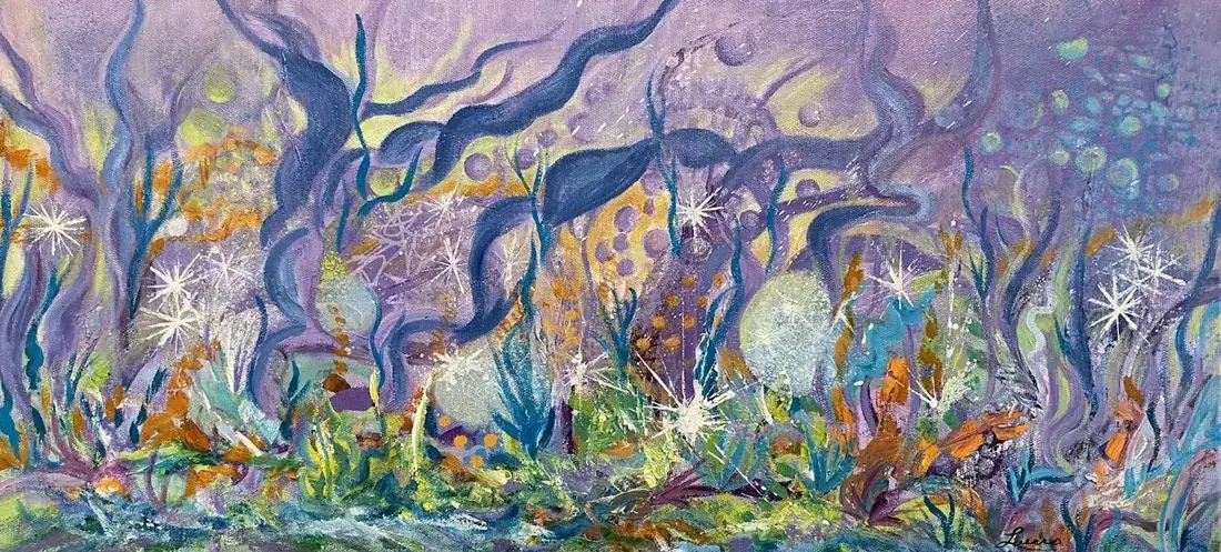 Féérie aquatique II, Acrylique sur toile de Lucie Rochon (Lucro)