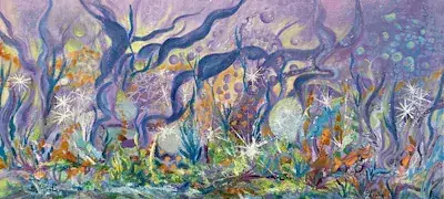 Féérie aquatique II, Acrylique sur toile de Lucie Rochon (Lucro)