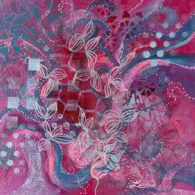 J'aime le rose, Acrylique sur toile de Lucie Rochon (Lucro)