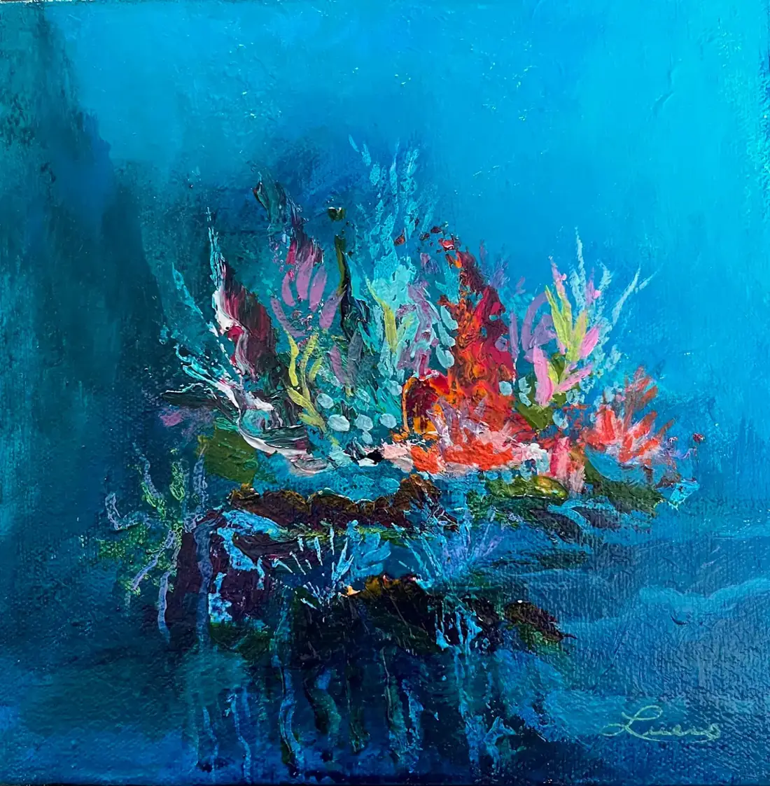 Joyau aquatique, Acrylique sur toile de Lucie Rochon (Lucro)