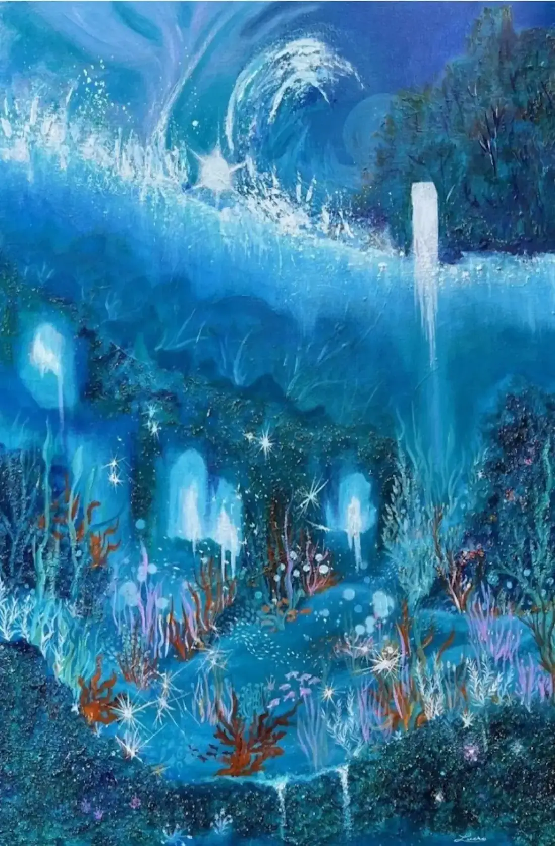 Le royaume de Neptune, peinture de Lucie Rochon (Lucro)