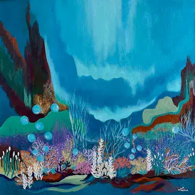 Liberté aquatique, Acrylique sur toile de Lucie Rochon (Lucro)