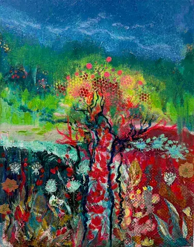 Magma floral, Mixte sur toile de Lucie Rochon (Lucro)