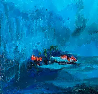 Méditation, Acrylique sur toile de Lucie Rochon (Lucro)