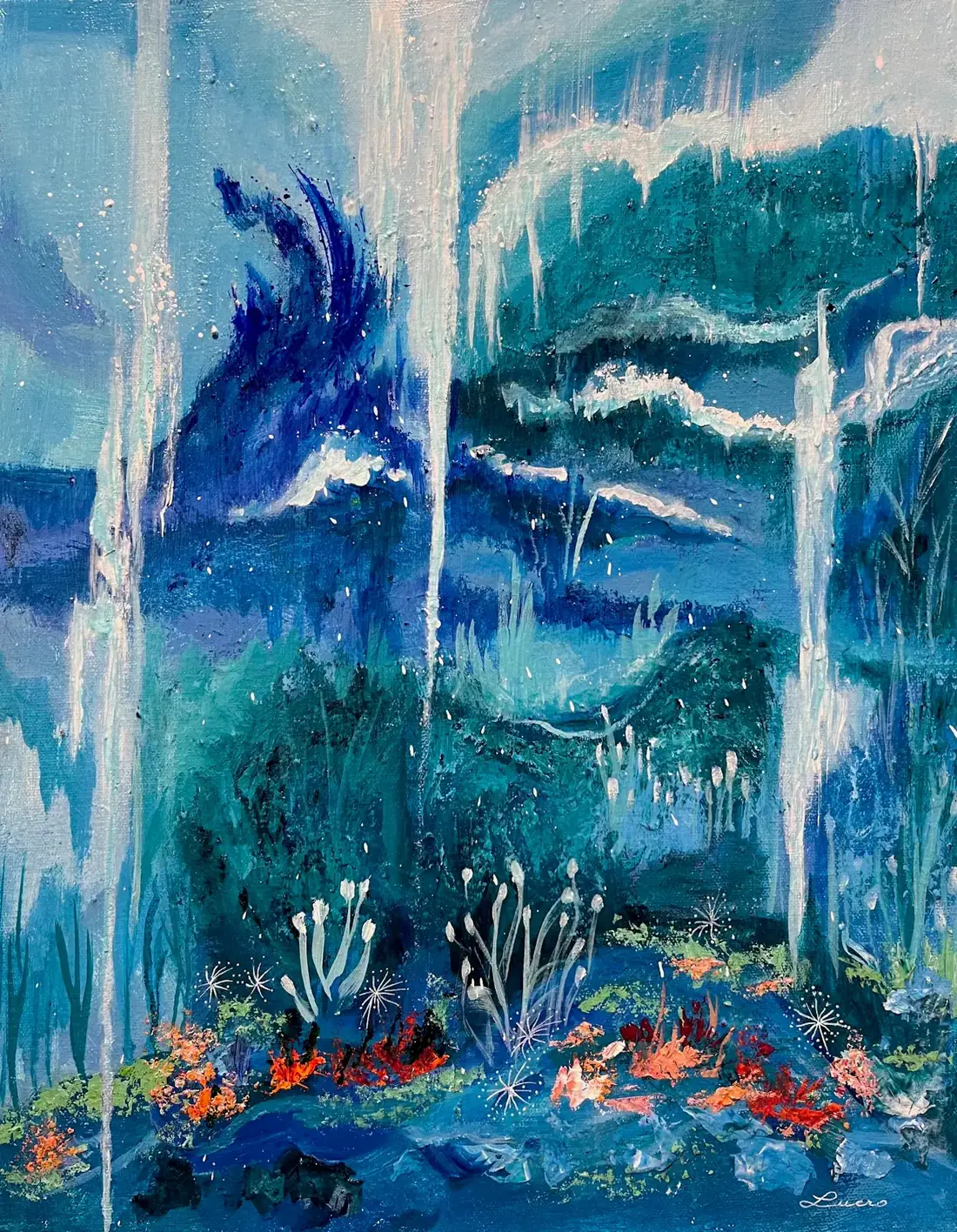 Milieu fragile, Acrylique sur toile de Lucie Rochon (Lucro)