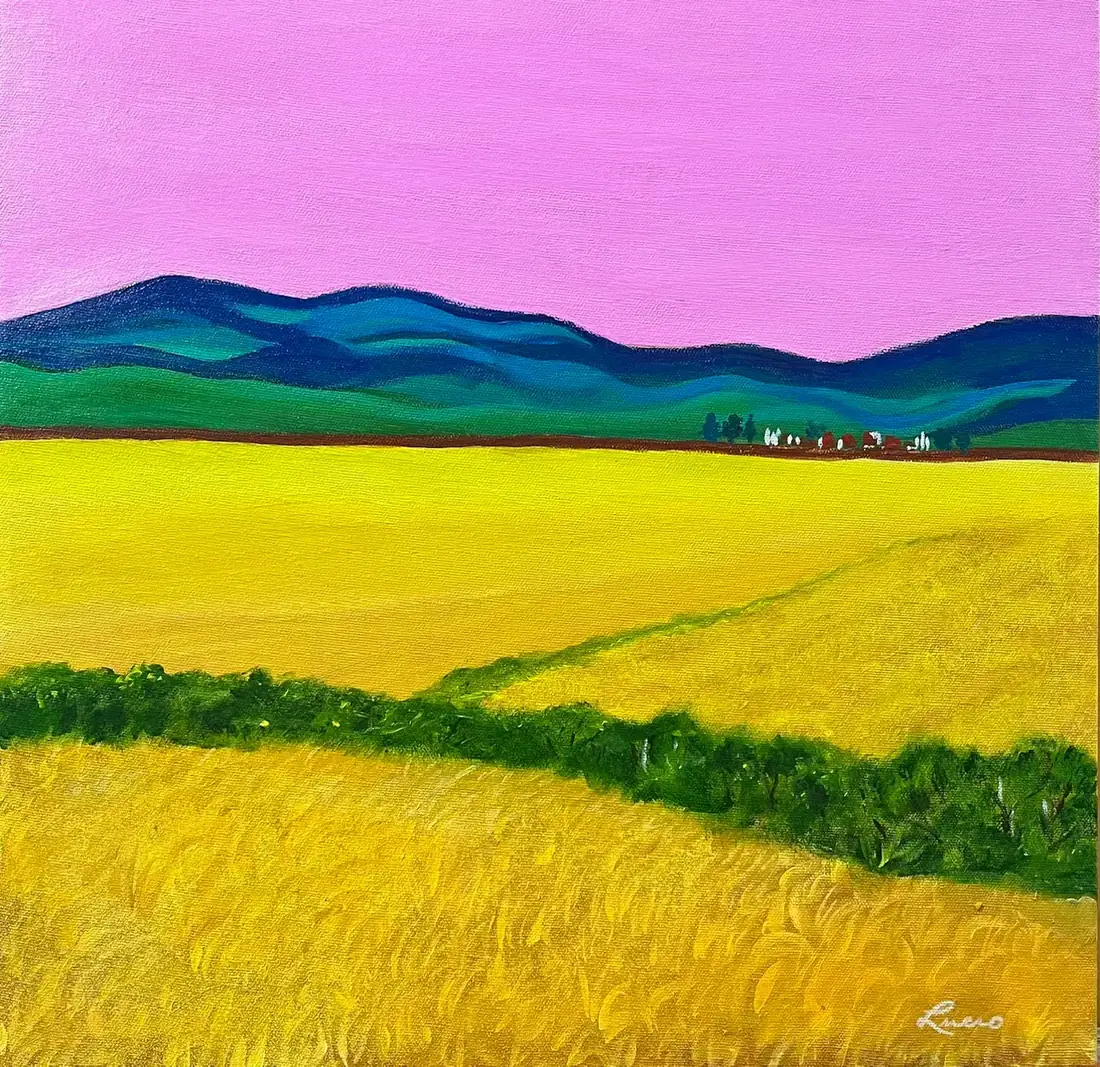 Mon champ de blé, Acrylique sur toile de Lucie Rochon (Lucro)