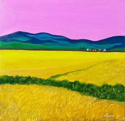 Mon champ de blé, Acrylique sur toile de Lucie Rochon (Lucro)