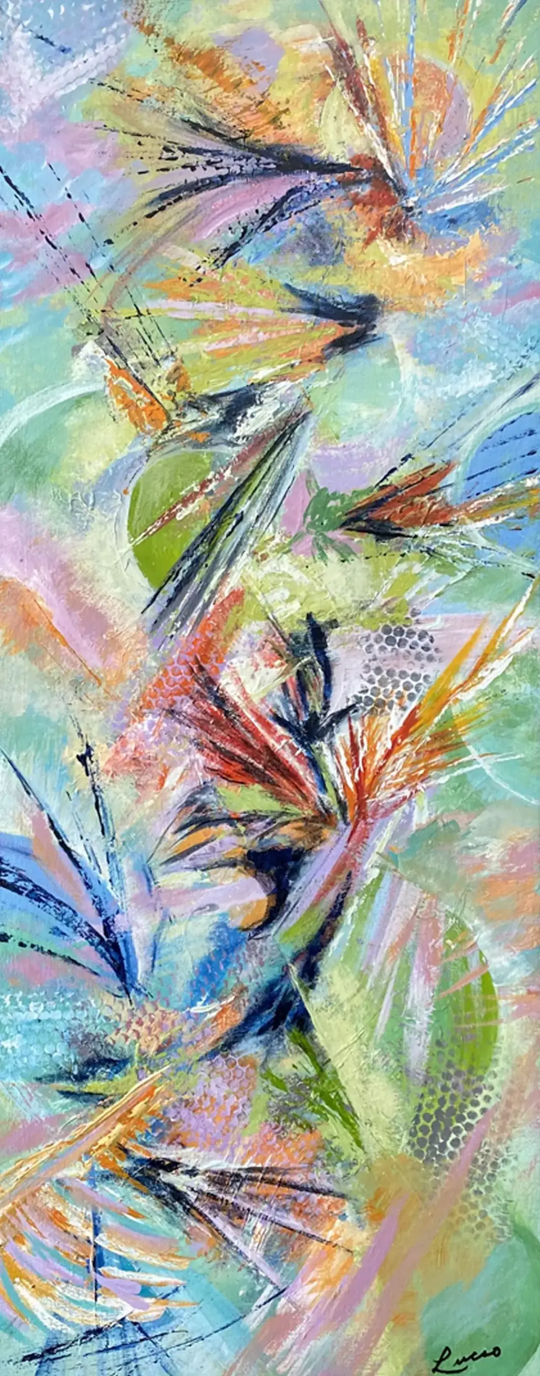 Oiseaux du paradis, Acrylique sur toile de Lucie Rochon (Lucro)