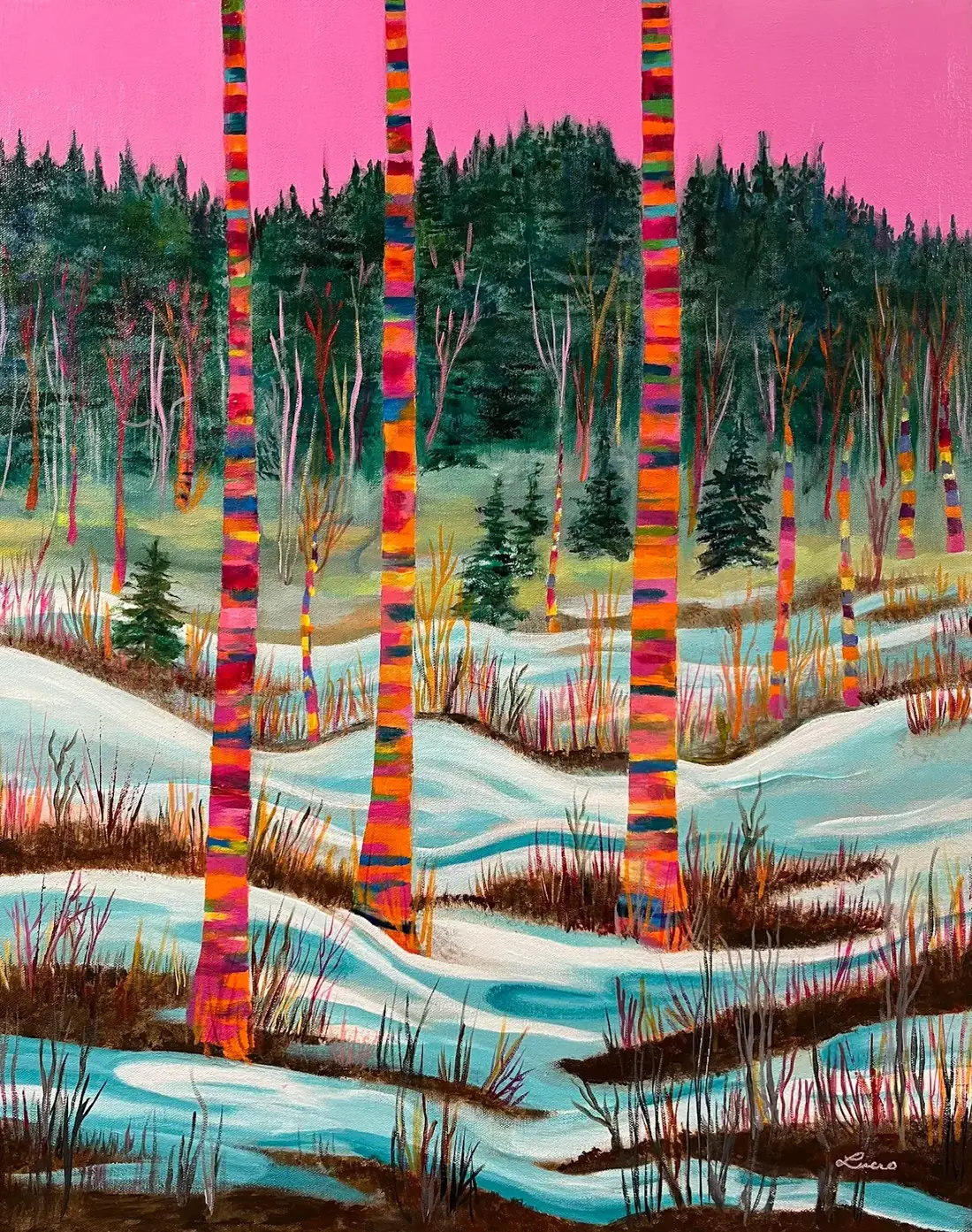Printemps tardif, Acrylique sur toile de Lucie Rochon (Lucro)