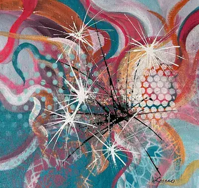Rubans magiques, Acrylique sur toile de Lucie Rochon (Lucro)