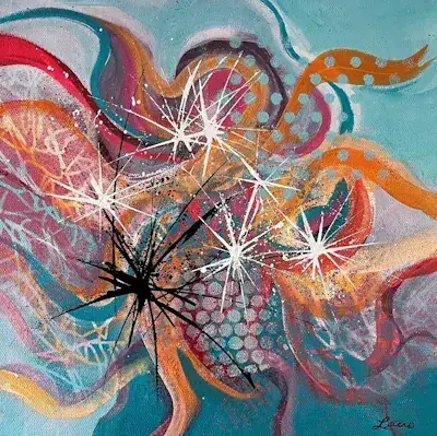 Rubans scintillants, Acrylique sur toile de Lucie Rochon (Lucro)