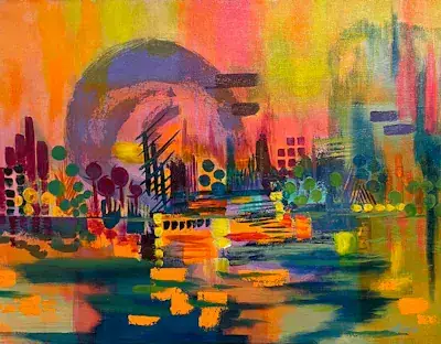 Souvenir flou, Acrylique sur toile de Lucie Rochon (Lucro)