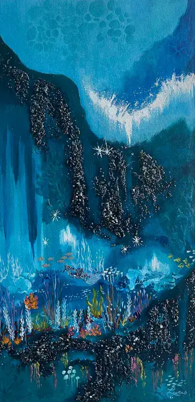 Terre glacée 1, Mixte sur toile de Lucie Rochon (Lucro)