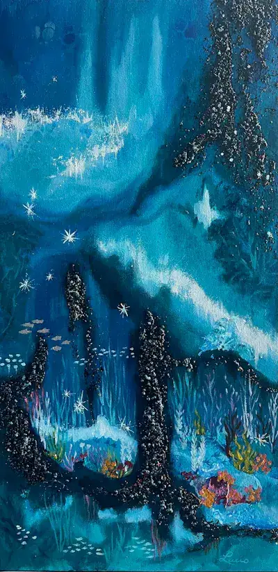 Terre glacée 2, Mixte sur toile de Lucie Rochon (Lucro)
