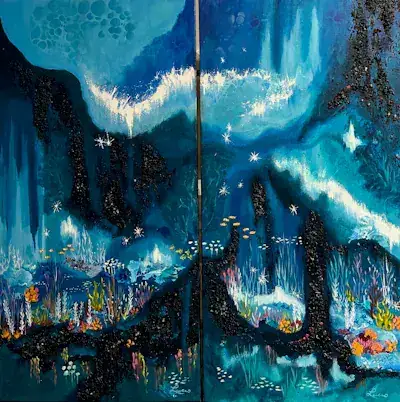 Terre glacée I et II, Mixte sur toile de Lucie Rochon (Lucro)
