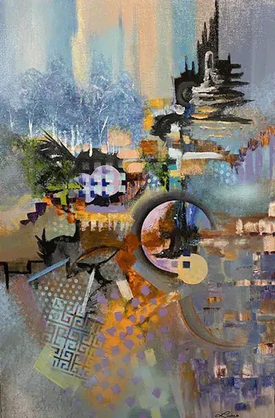 Un monde à l'envers, Acrylique sur toile de Lucie Rochon (Lucro)